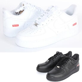 【お値下げ！】 Supreme NIKE シュプリーム × ナイキ エアフォース1 スニーカー AIR FORCE 1 LOW ブラック ホワイト BOXロゴ マーク ロゴ入り替え紐 レースアップ シューズ 靴 メンズ レディース ユニセックス 売れ筋