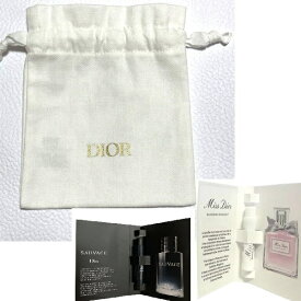 DIOR　ディオール　保存袋+ミニ香水トワレオードゥパルファン付きセット　巾着　ポーチ　S　M　L　サイズ　ラッピング　ギフト　　ビューティ　コスメ　化粧　アクセサリー　ネックレス　ピアス　小物用　gift-CD-L　おまけサンプル試供品