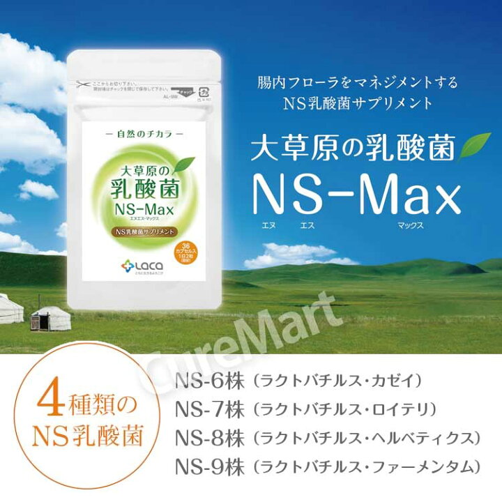 楽天市場】大草原の乳酸菌 NS-Max 36粒◇2袋セット ＋[8粒 増量] NS 