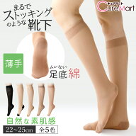 ストッキングソックス 薄手 ハイソックス 素肌感 足底綿 22-25cm【楽天ロジ発送 送料無料】9745PW まるで…