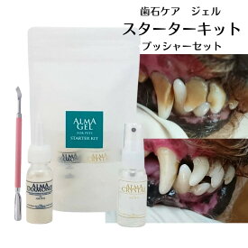 【犬 猫 歯石ケア】歯磨きジェル スターターキット プッシャーセット（ダイアモンド＆クリスタル）塗るだけ 歯ブラシ不要 口臭対策 歯周病予防 無添加 デンタルケア 老犬OK