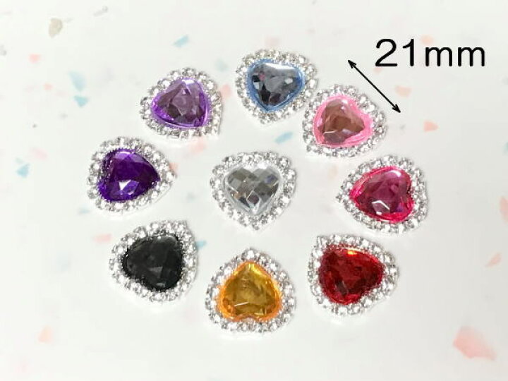楽天市場】【デコパーツ】21mmハートアクリルラインストーン キラキラ 