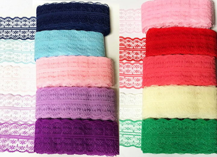 楽天市場 両端レースリボン 約45mm幅 約１０ヤード 約8 9メートル 纏め売り カーリーリボン