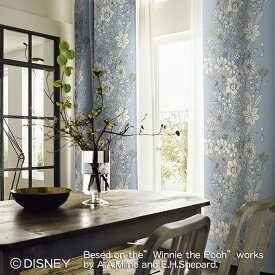 ディズニーカーテン 遮光 パルテール POOH(プー) くまのプーさん Disney disney オーダー かわいい おしゃれ 形状記憶加工 花柄 ベージュ ブルー