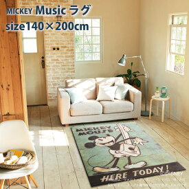 Vintage SERIES MICKEY Music RUG ミュージックラグ DRM-1034 ラグ・マット ディズニー Disney size140×200cm 床暖対応 防ダニ加工 敷物 日本製