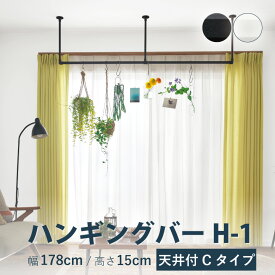 ハンギングバー TOSO【H-1 天井付 Cタイプセット】幅 178cm×高さ15cm 規格サイズ 耐荷重 10kg ホワイト ブラック カラー2色 天井付 H-1シリーズ / ハンガーパイプ ランドリーバー ディスプレイバー アイアンバー アルミ DIY 取り付け おしゃれ 室内物干し トーソー