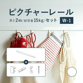 ピクチャーレール TOSO 《W-1》 セット 2m 耐荷重 15kg ホワイト 規格サイズ 正面付 後付 Wシリーズ / ピクチャー レール 取り付け 壁掛け 絵画 写真 ギャラリー 施設 展示会 写真展 おしゃれ トーソー