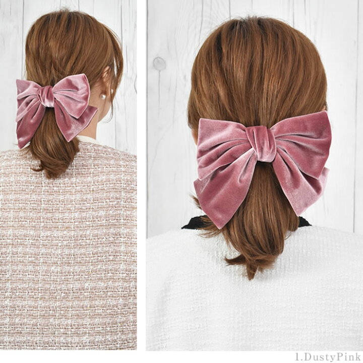 楽天市場】リボン バレッタ ヘアゴム ベロア 【ゆうメール便送料 