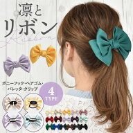 ＼500円クーポン有／ リボン バレッタ ヘアゴム ポニーフック ヘアアクセサリー 髪飾り ヘアリボン 小さ…