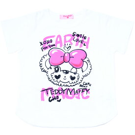 【EARTHMAGIC正規取扱店】アースマジック 2024春 ストリート風マフィーグラフィックビッグTシャツ ピンク マルチ 女児 女の子 子供服 キッズ トップス ホワイト 白 半袖 100-140cm