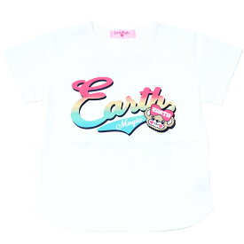 【EARTHMAGIC正規取扱店】アースマジック 2024春 アメカジ風マフィープリントビッグTシャツ シロ クロ 女児 女の子 子供服 キッズ トップス ホワイト 白 黒 ブラック 半袖 100-140cm