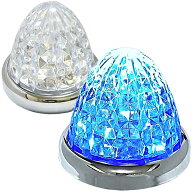 送料無料 24V トラック用 LED マーカーランプ サイド マーカー 8面クリスタルカット仕様 16LED 汎用 2個 …