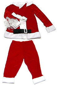 メンズ サンタ サンタクロース 衣装ベルベット風生地 5点セット 男性 コスチューム クリスマス コスプレ 衣装 大きいサイズ 髭、ベルト付