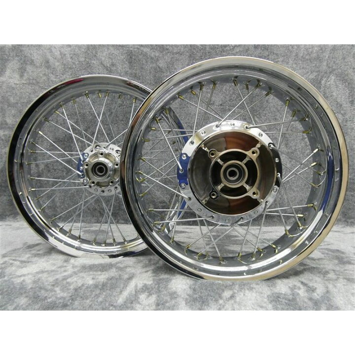 楽天市場】ゼファー750 スポークホイール メッキ 前18インチ 後18 