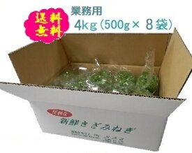 阿波の新鮮カットねぎ4kg（500g×8袋） 送料込み　ネギ 葱 薬味ねぎ 徳島県産 産地直送 業務用 冷蔵便