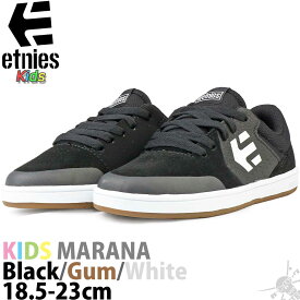 スケボー スケート シューズ キッズ 19-22cm エトニーズ マラナ ブラック Etnies Marana Kids Black/Gum/White スケートボード ブランド 靴 スニーカー 黒 子供 子ども こども おしゃれ