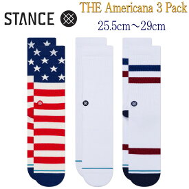 Stance スタンス ザ アメリカーナ 3 パック Stance Socks The Americana 3 Pack メンズ L 25.5-29.0cm 大定番 メンズ 靴下 ギフト 男性 彼氏 プレゼント 贈り物