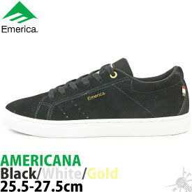 スケボー シューズ エメリカ 25.5-28cm Emerica Americana Black/White/Gold アメリカーナ ブラック/ホワイト/ゴールド スケートボード スケボー シューズ スニーカー 靴 スケシュー ストリート パーク ランプ ローカット メンズ US サイズ ブランド 黒