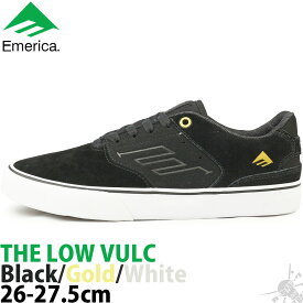 エメリカ スニーカー ローバルク ブラック/ゴールド/ホワイト 25.5-28cm Emerica Low Vulc G6 BLK/GLD/WHT スケボー スケートボード シューズ スケシュー アーバンスポーツ ストリート パーク ランプ メンズ 靴 人気ブランド スエード スウェード 黒 バルカナイズ