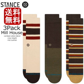 Stance ソックス 3 Pack Crew Curren / Mill House 靴下 カレン ミルハウス スリー パック 3足セット メンズ L 25.5-29.0cm 定番 ギフト 男性 彼氏 プレゼント 贈り物 普段履き ゴルフ ゴルフソックス 厚手 スポーツ トレーニング 3P