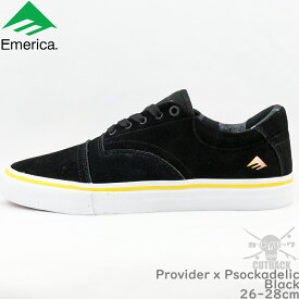 スケートボード シューズ スニーカー 靴 Emerica エメリカ Provider x Psockadelic プロバイダー ソッケデリック ブラック スケシュー スケボー スケート ストリート パーク ランプ ローカット メンズ US サイズ ブランド