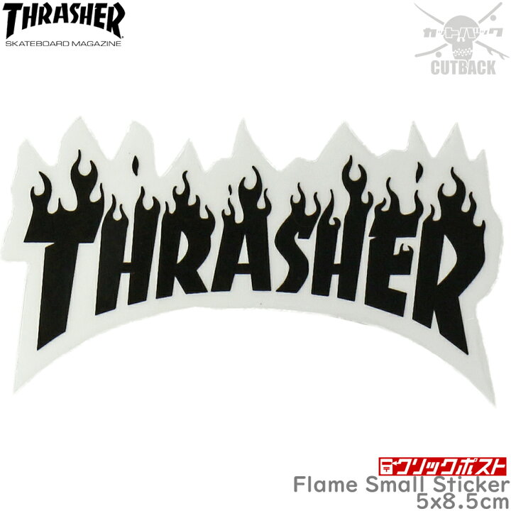 楽天市場】スラッシャー ステッカー フレイム ブラック Thrasher Flame 