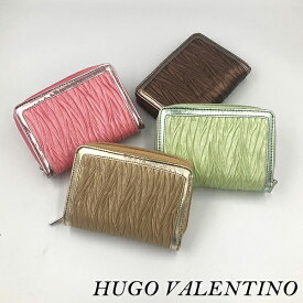 HUGO VALENTINO 二つ折り財布 ラウンドファスナー おしゃれでシックな大人っぽいデザイン
