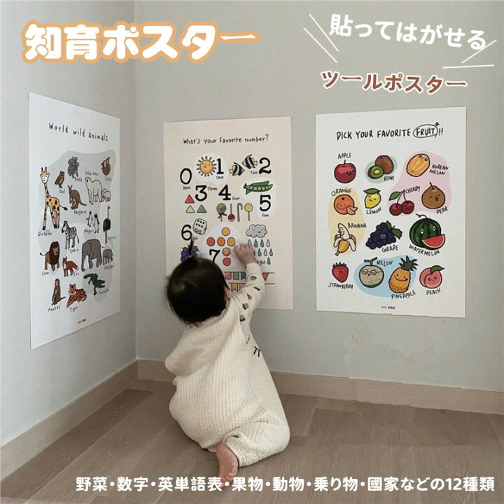 楽天市場】ポスター 知育 シール 幼児 知育ポスター 野菜 果物 動物 