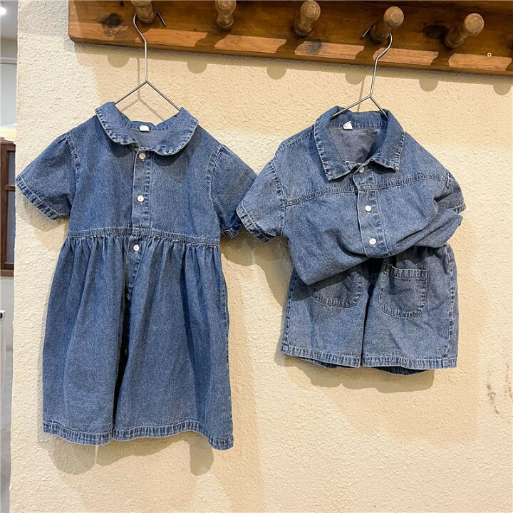楽天市場】子供服 夏 双子 男の子 女の子 デニムワンピース 半袖 夏服 