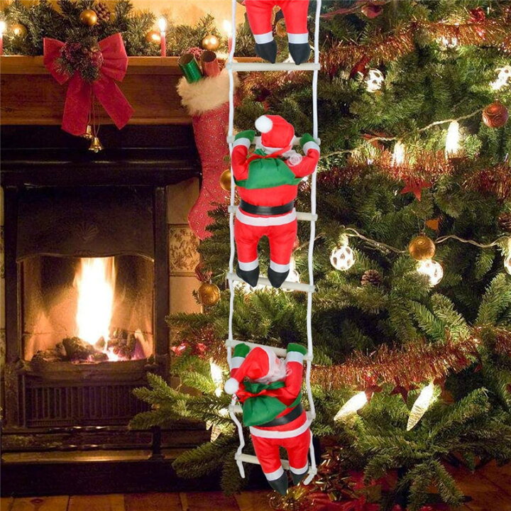 724円 予約 クリスマス 飾り クリスマスツリー クリスマスツリーオーナメント サンタクロースはしご Diy 人形 おもちゃ クリスマス