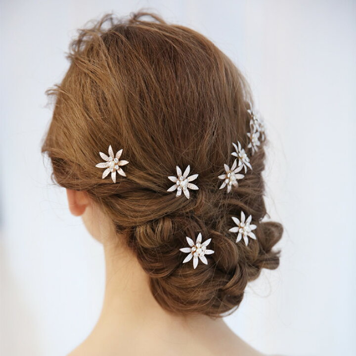 楽天市場 即納 ヘアアクセサリー ヘアピン3本セット 髪飾り ビジューフラワー Uピン キラキラ ピン ヘアアレンジ ヘッドドレス レディース 30代 40代 50代 春 夏 秋 冬 ウェディング 結婚式 ブライダル 小枝 ヘアアクセサリー Cute洋服屋