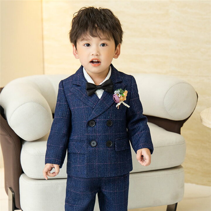 楽天市場】ベージュネイビー チェック柄 入学式 スーツ 卒園式 男の子  