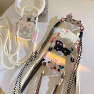 ふんわりワンコ犬猫 スマホショルダー 挟むだけ クリップ スマホクリップ ストラップ 肩掛け ショルダー…