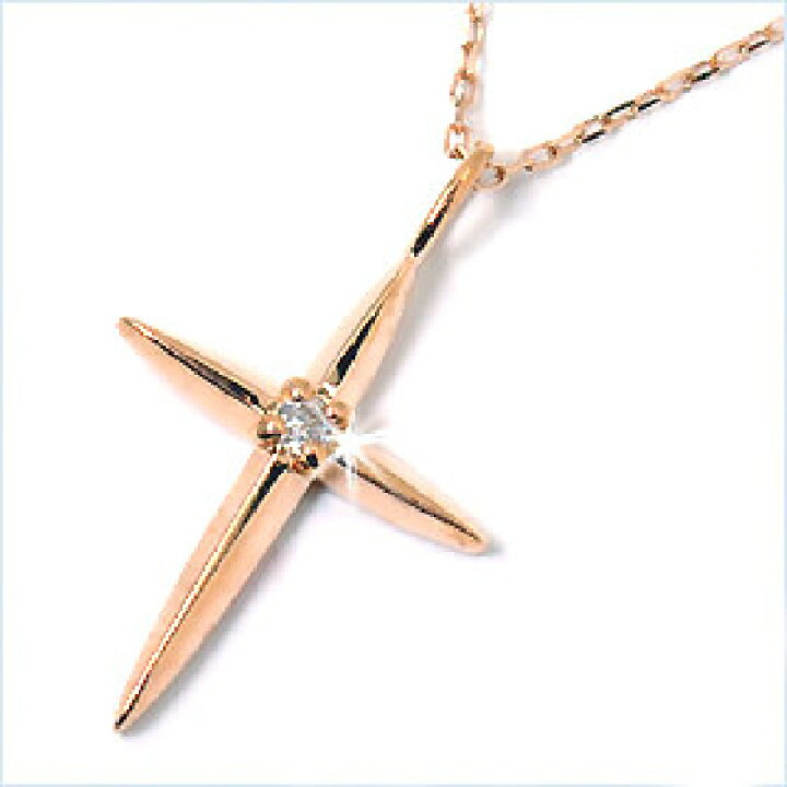 楽天市場】クロス ダイヤモンド ネックレス K10PG・ダイヤモンド0.01ct 