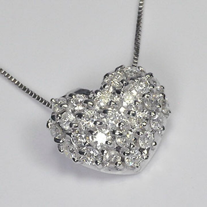 楽天市場】ダイヤモンドネックレス K10WG・ダイヤモンド0.3ct ハート 