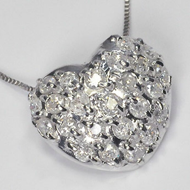 楽天市場】ダイヤモンドネックレス K18WG・ダイヤモンド0.5ct ハート 