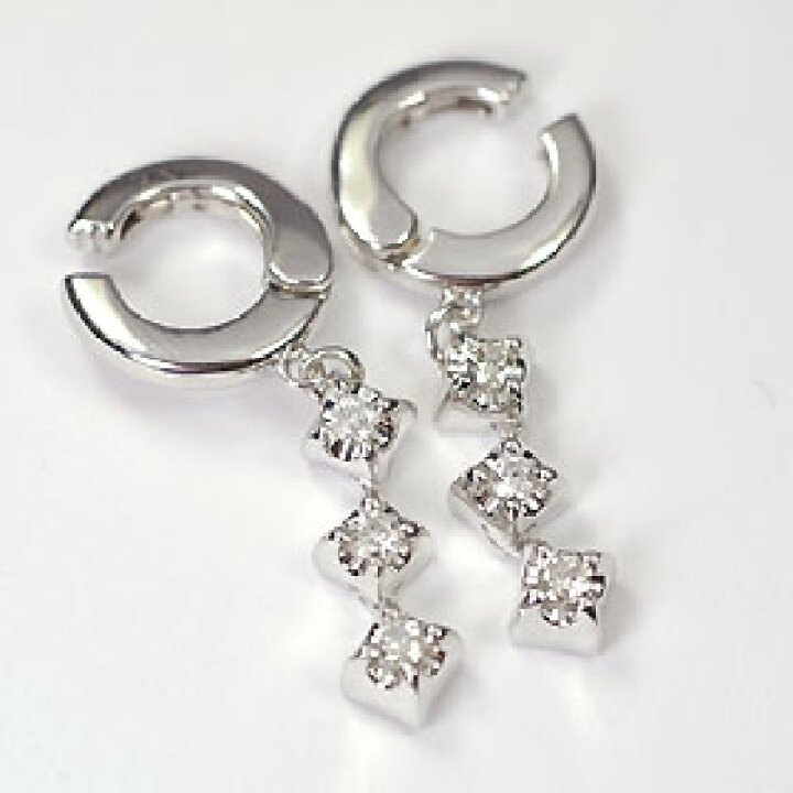 楽天市場】ピアリング イヤリング ダイヤモンド K18WG・ダイヤ0.2ct 