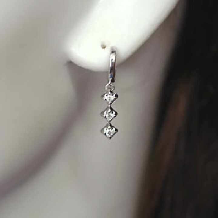 楽天市場】ピアリング イヤリング ダイヤモンド K18WG・ダイヤ0.2ct 