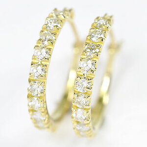 ダイヤモンド ピアス エタニティー 天然ダイヤ0.5ct(VSクラス・鑑別書カード付)×K10イエローゴールド エタニティーピアス フープピアス