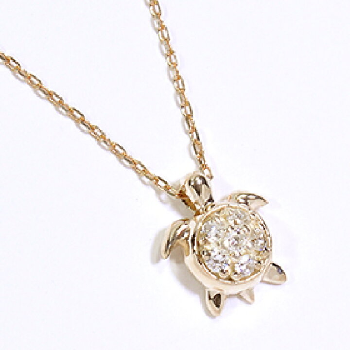 楽天市場】亀 ネックレス K10PG・ダイヤモンド0.06ct タートル 