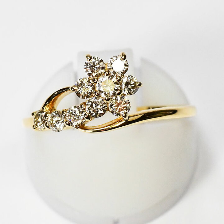 楽天市場】K18・ダイヤモンド0.5ct スウィートテンリング イエロー 