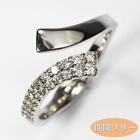 プラチナ・ダイヤ0.3ct オープンフリーリング 指輪 フリーサイズ ピアリングのような感覚 Pt900 ダイヤモンドリング