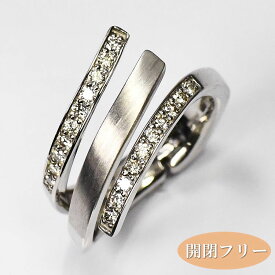 プラチナ・ダイヤ0.25ct オープンフリーリング 指輪 フリーサイズ ピアリングのような感覚 Pt900 ダイヤモンドリング