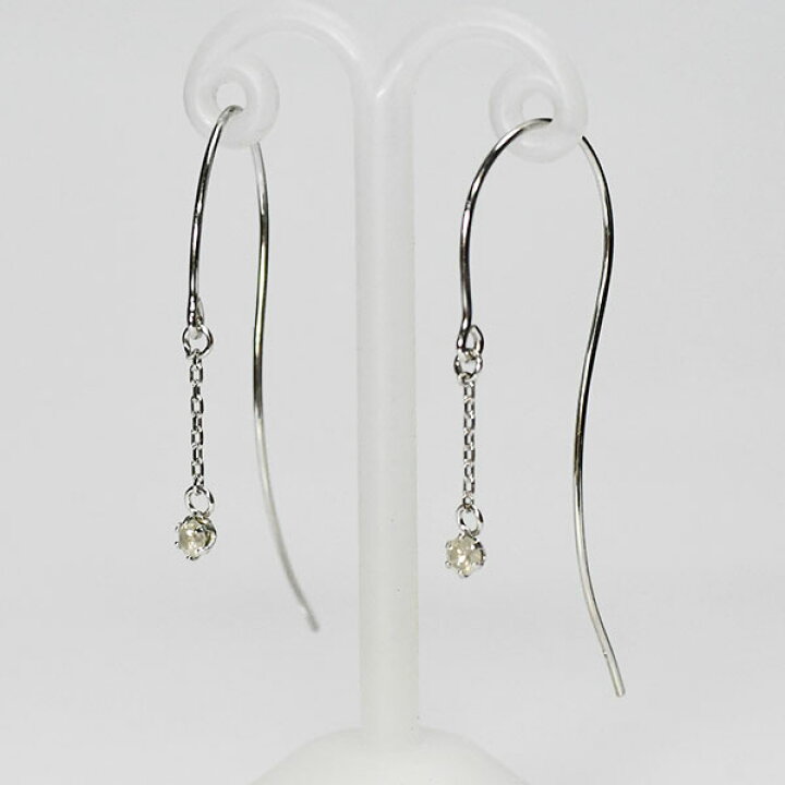 楽天市場】ダイヤモンド ピアス 0.1ct ロングフックピアス K10WG  