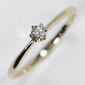 婚約指輪 K10（イエローゴールド）・ダイヤモンド0.1ct（SIクラス・鑑別書カード付） ソリティアリング エンゲージリング