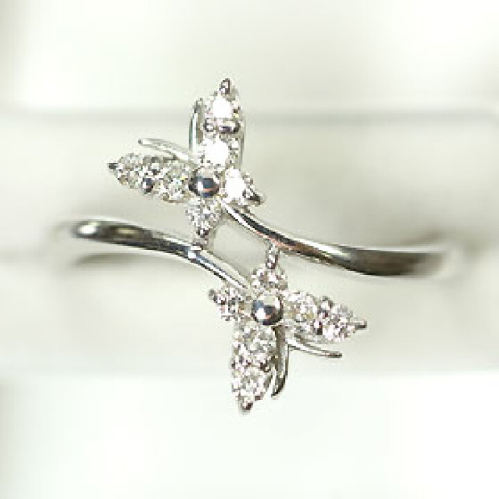 楽天市場】ダイヤモンド リング K18WG・ダイヤモンド0.25ct バタフライ 