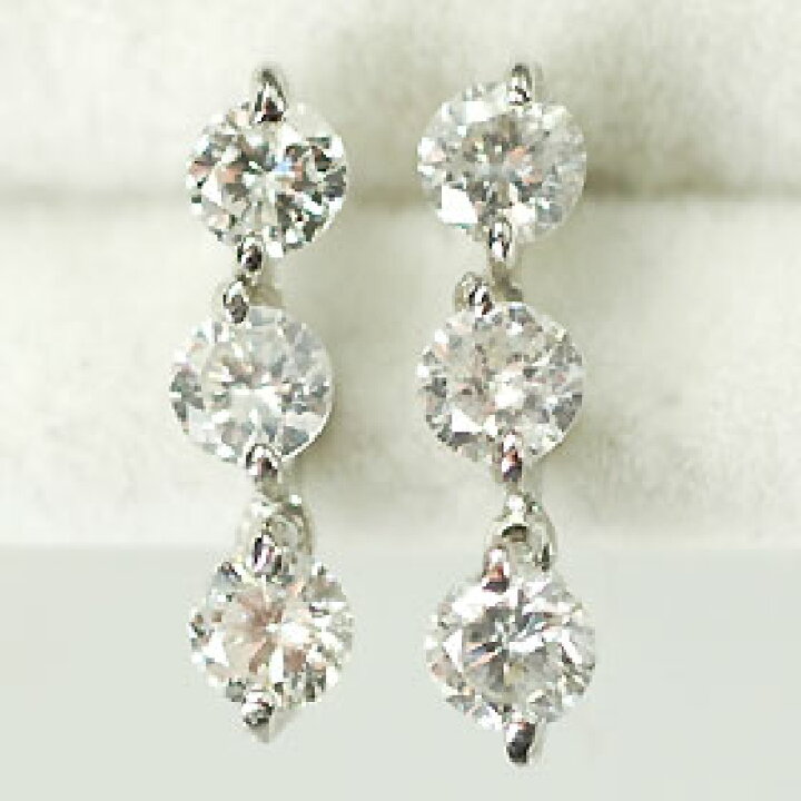 楽天市場】ダイヤモンド ピアス スリーストーン K18WG・ダイヤ0.4ct 