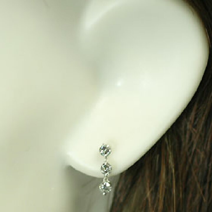 楽天市場】ダイヤモンド ピアス スリーストーン K18WG・ダイヤ0.6ct  