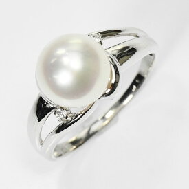 花珠真珠 8.0mmアップ リング 指輪 ダイヤモンド0.02ct アコヤ本真珠