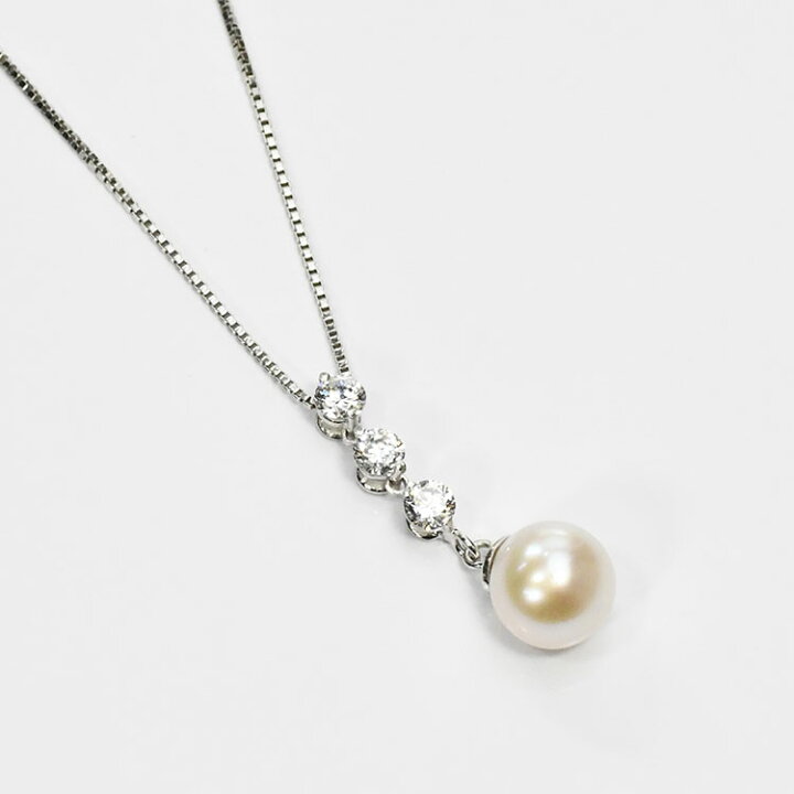 楽天市場】花珠真珠 7mm珠 ネックレス ダイヤモンド0.3ct アコヤ本真珠 